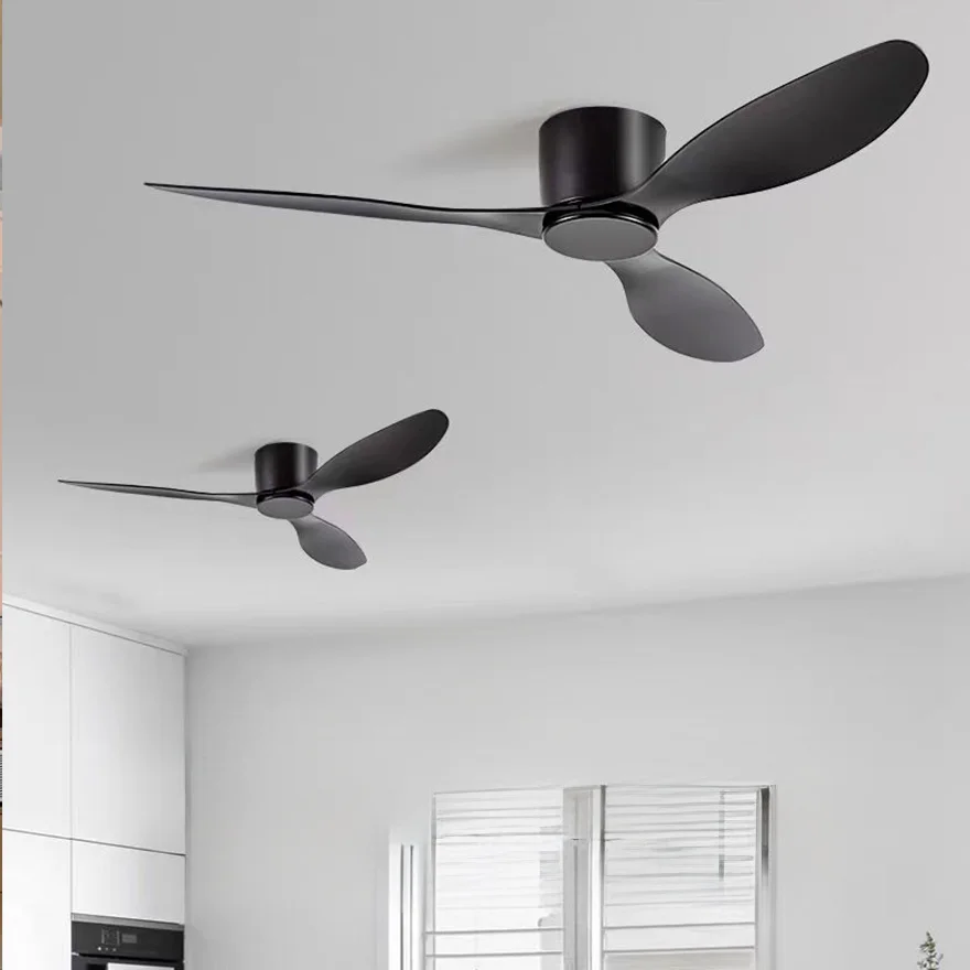 Minimalist Metal And Acrylic Round Dining Room Ceiling With Fan, Black/White