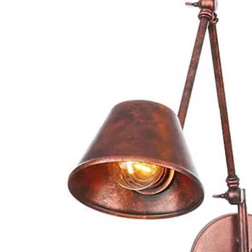 Vintage Metal Hooded Bathroom Wall Lamp, Black/Rust