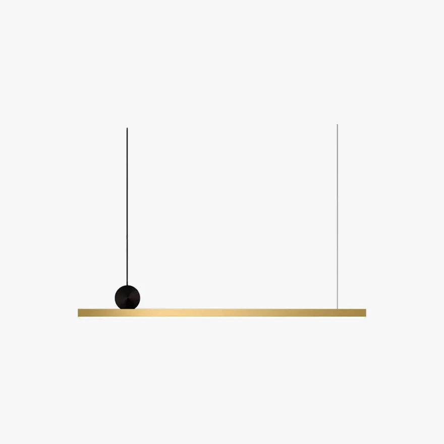 Minimalist Metal And Plastic Linear Study Room Pendant Light, Black/Gold