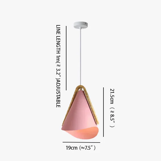 Morandi Metal And Wooden Conical Dining Room Pendant Light, Black/Green/Pink/White/Yellow