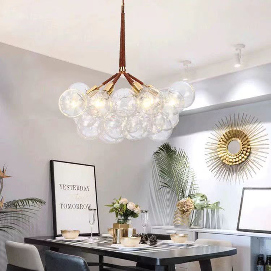 Nordic Metal And Glass Bubble Dining Room Pendant Light, Black/Brown/white/gold