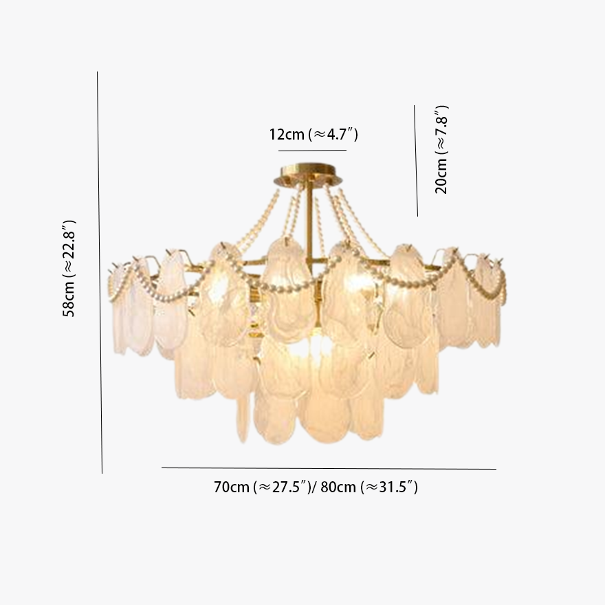 Royal Metal And Glass Floral Living Room Chandelier Pendant Light, Gold, Trichromatic Light