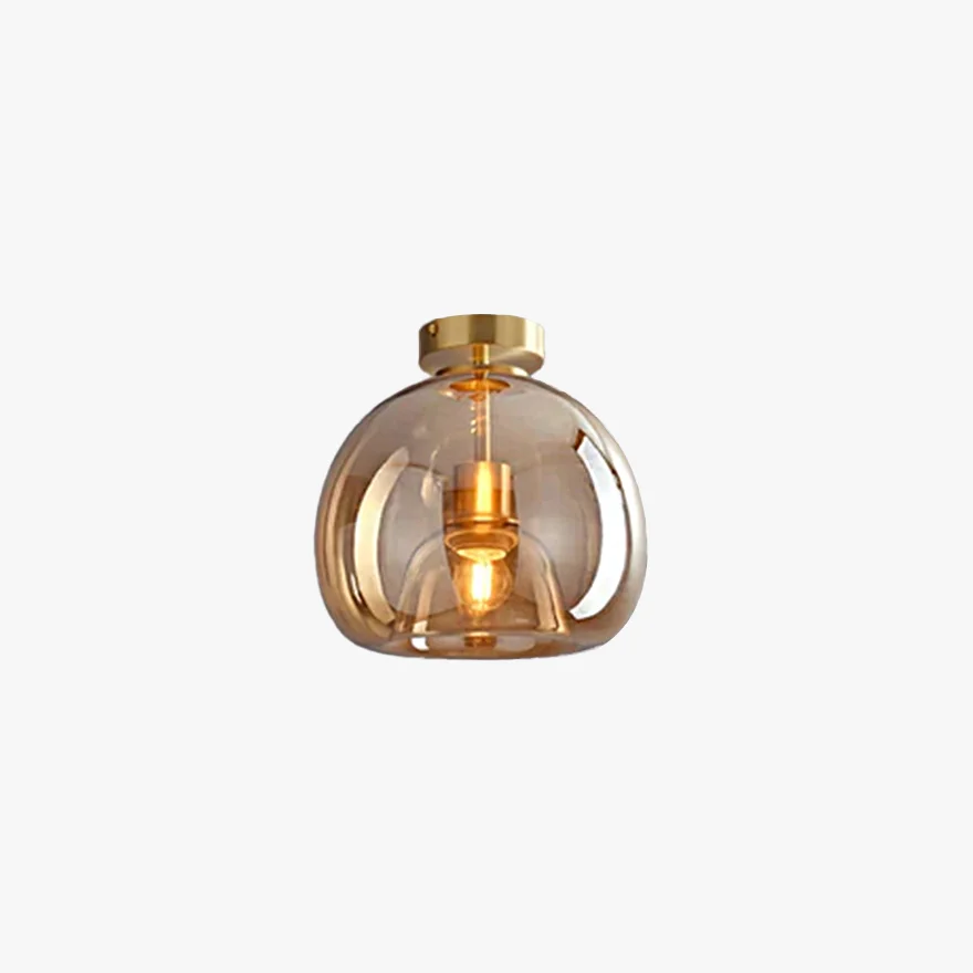 Modern Pure Cooper And Glass Bubble Bedroom Ceiling Light, Black/Gold