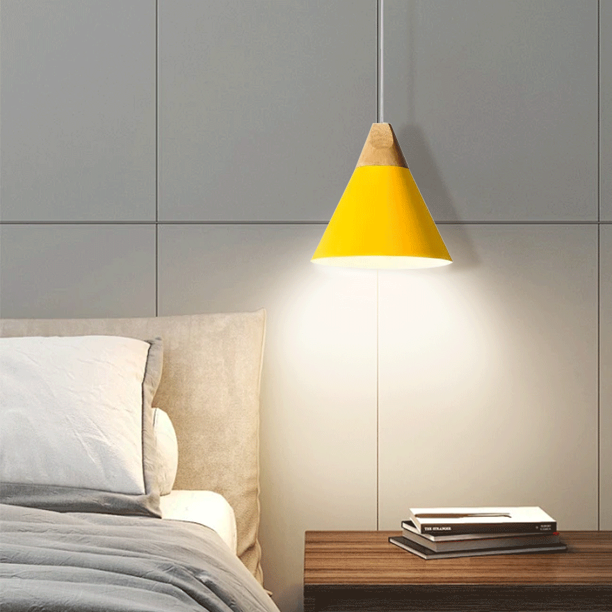 Morandi Metal And Wooden Geometric Kitchen Pendant Light, 6 Color