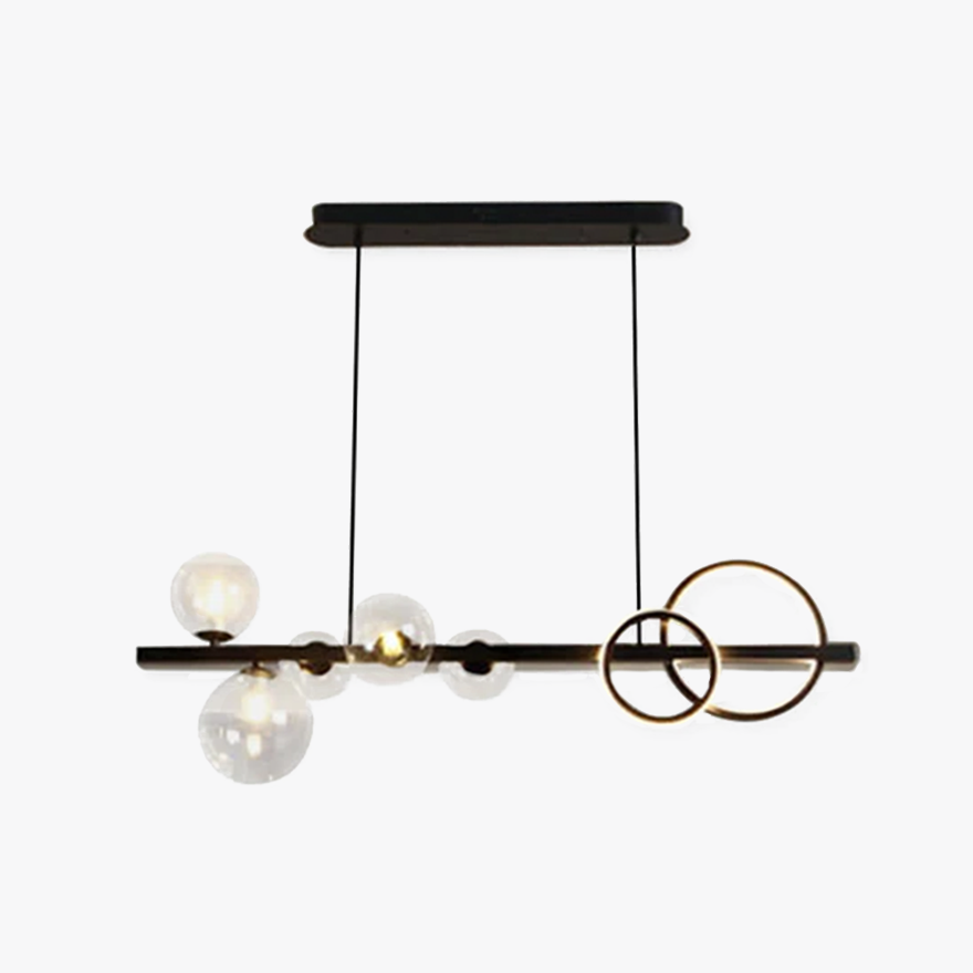 Nordic Metal And Glass Linear Bubble Bedroom Pendant Light, Black/Gold