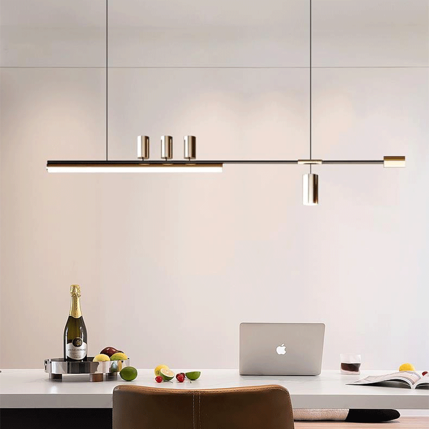 Modern Metal And Acylic Linear Kitchen Pendant Light, Black-Gold