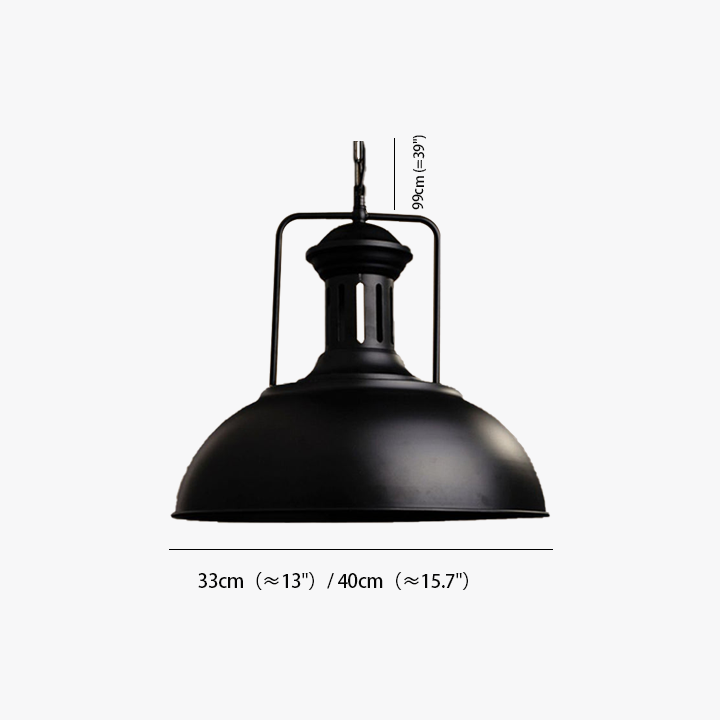 Industrial Metal Dome Dining Room Pendant Light, Black/Black White/Rust