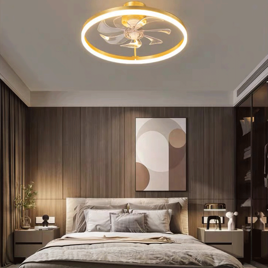 Modern Metal And Acrylic Fan Living Room Ceiling Light, Gold