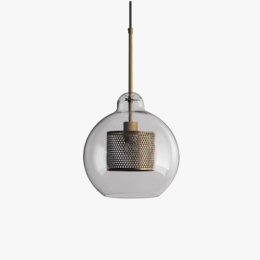 Contemporary Metal And Glass Globular Kitchen Pendant Light, Gold/Silver