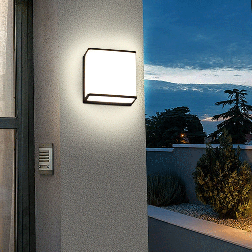 Modern Acrylic Rectangular Garden Wall Lamp, Black