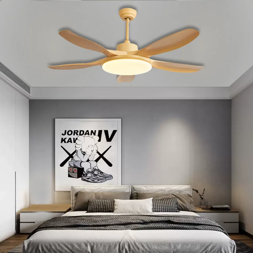 Unusual Metal And Acrylic Round Living Room Ceiling Fan, Wooden/Grey/White/Black