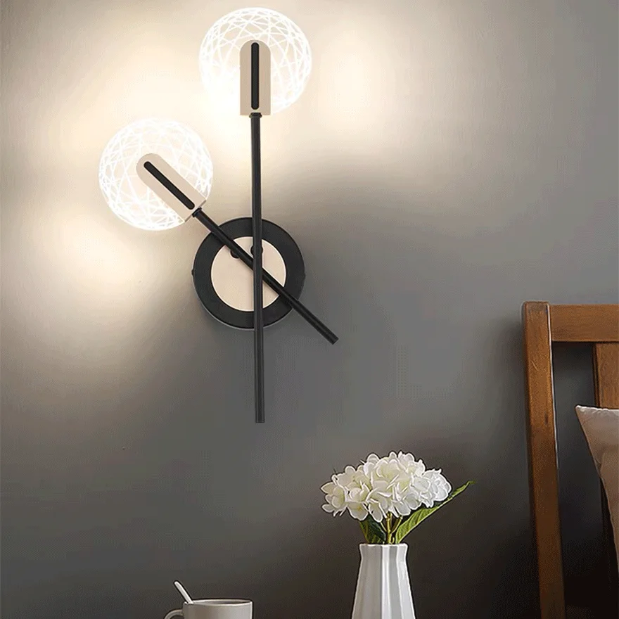 Modern Metal Round Study Room Wall Lamp, Black