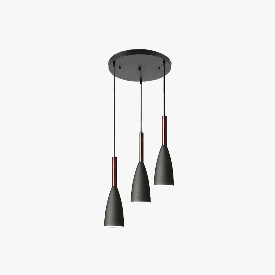 Nordic Metal And Wood Conical Kitchen Pendant Light, Black/White/Gray/Mix