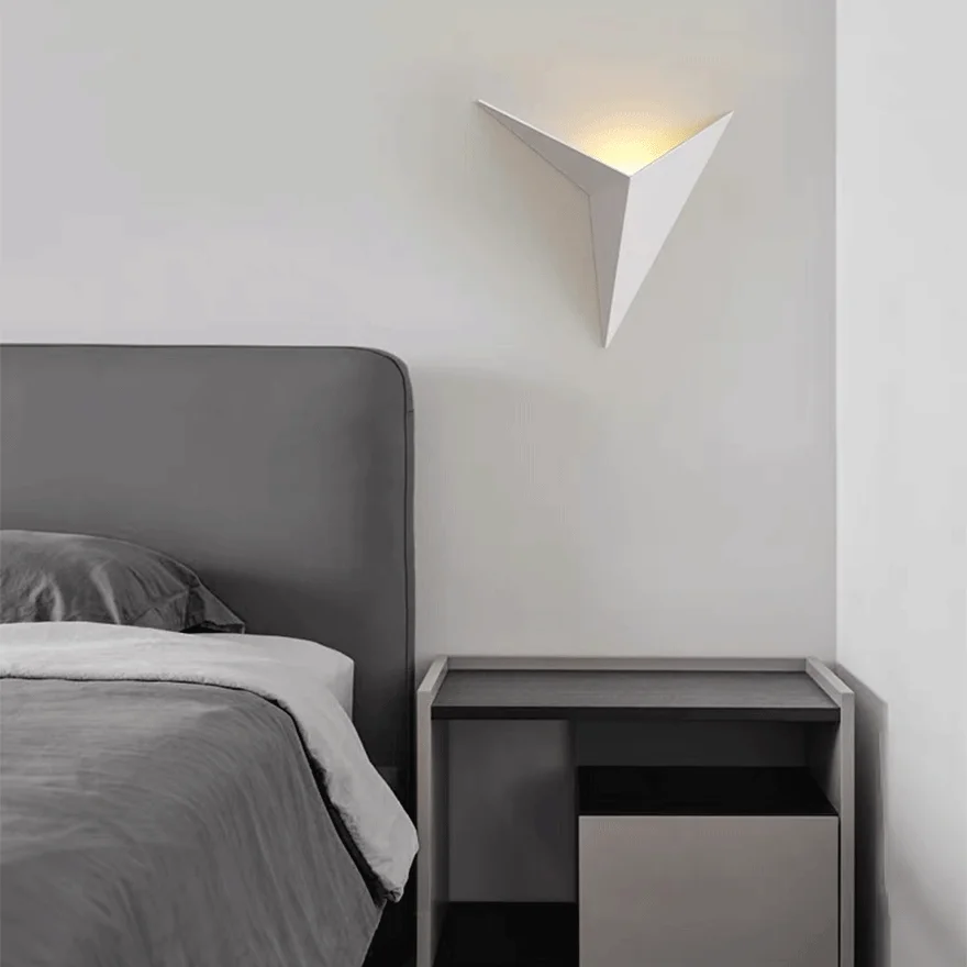 Modern Metal Triangles Indoor Wall Lamp, Black/White/Gold