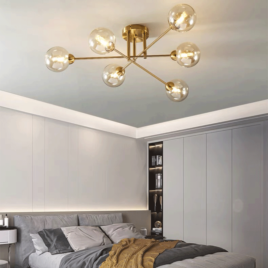 Nordic Metal And Glass Bubble Living Room Chandelier Pendant Light, 6 Color