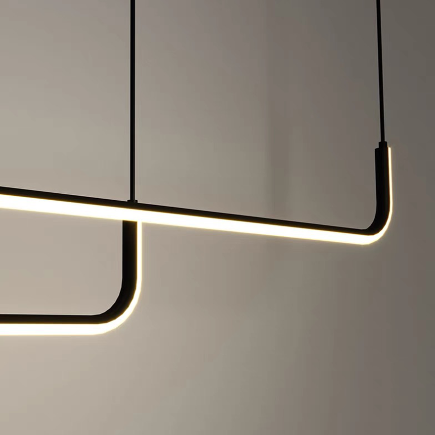 Minimalist Metal And Acrylic Linear Living Room Pendant Light, Black/Gold