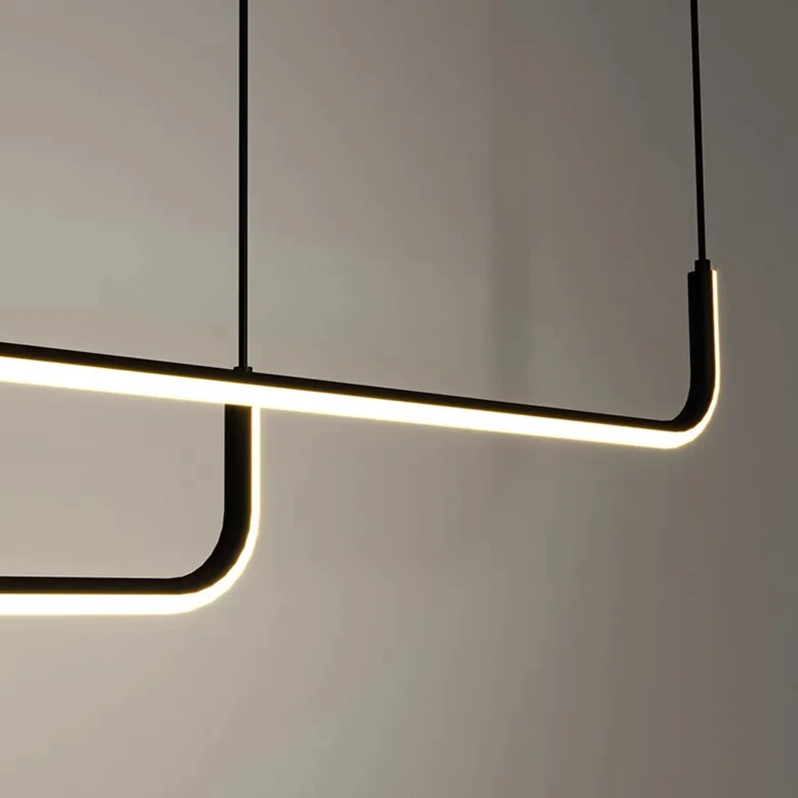 Minimalist Metal And Acrylic Linear Living Room Pendant Light, Black/Gold