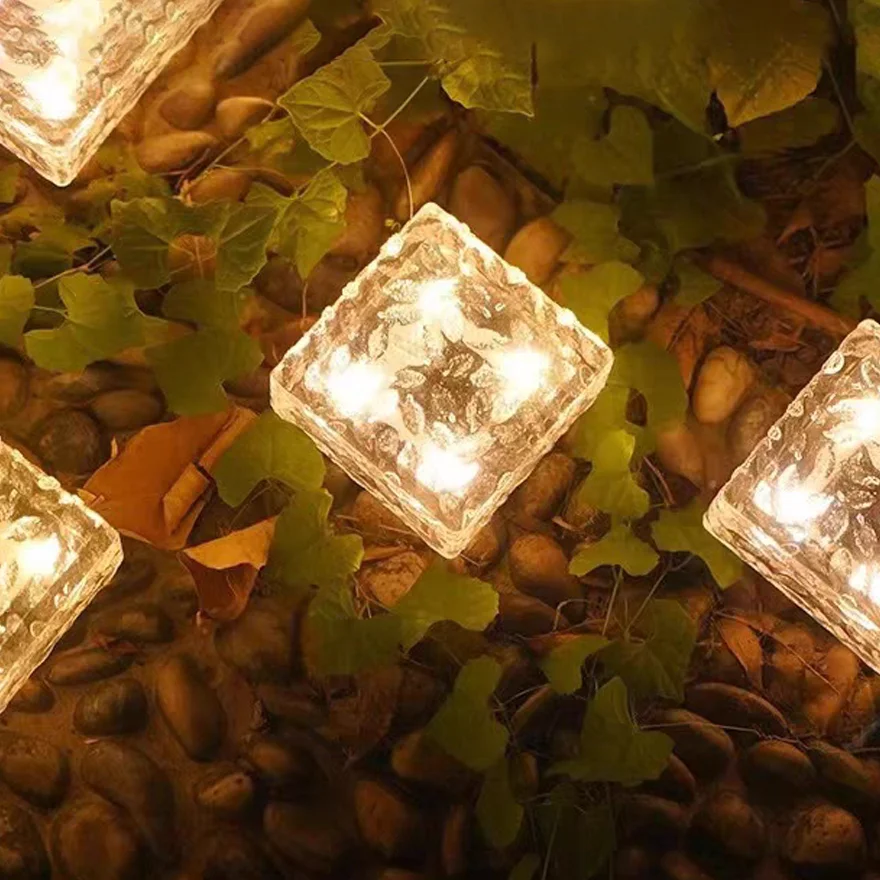 Classical Glass Ice-cube Outdoor Ground Light, Clear