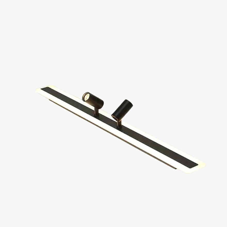 Modern Metal Double linear Study Room Pendant Light, Black, Trichromatic Light