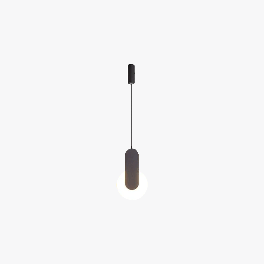 Minimalist Metal And Acrylic Geometric Bedroom Pendant Light, Black/White, Trichromatic Light