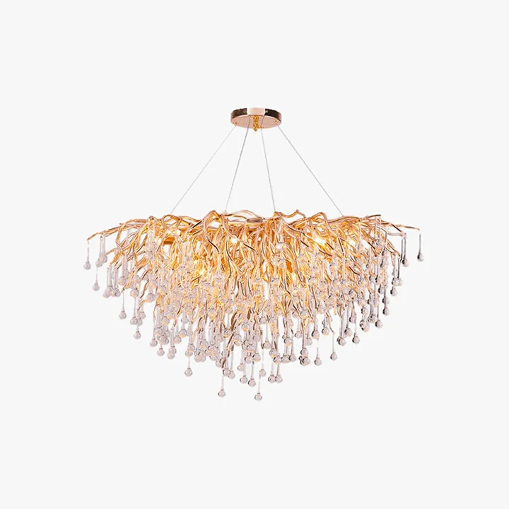 Art Deco Metal Tassel Living Room Pendant Light, Gold