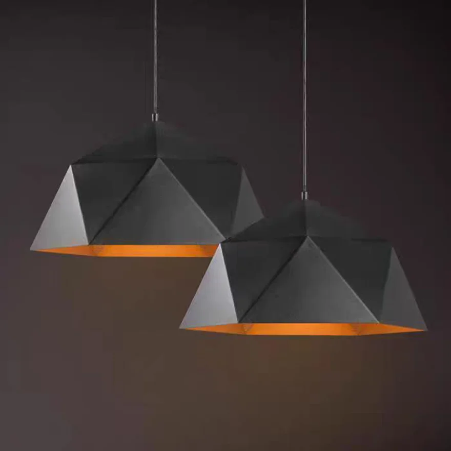 Modern Metal Polygonal Bedroom Pendant Light, 9 Color