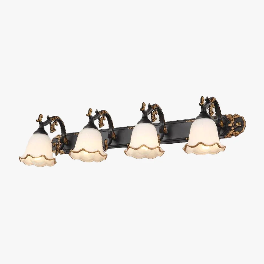 Scandinavian Metal And Glass Floral Bathroom Wall Light, Black/Gold/Bronze/White-Gold/White-Silver