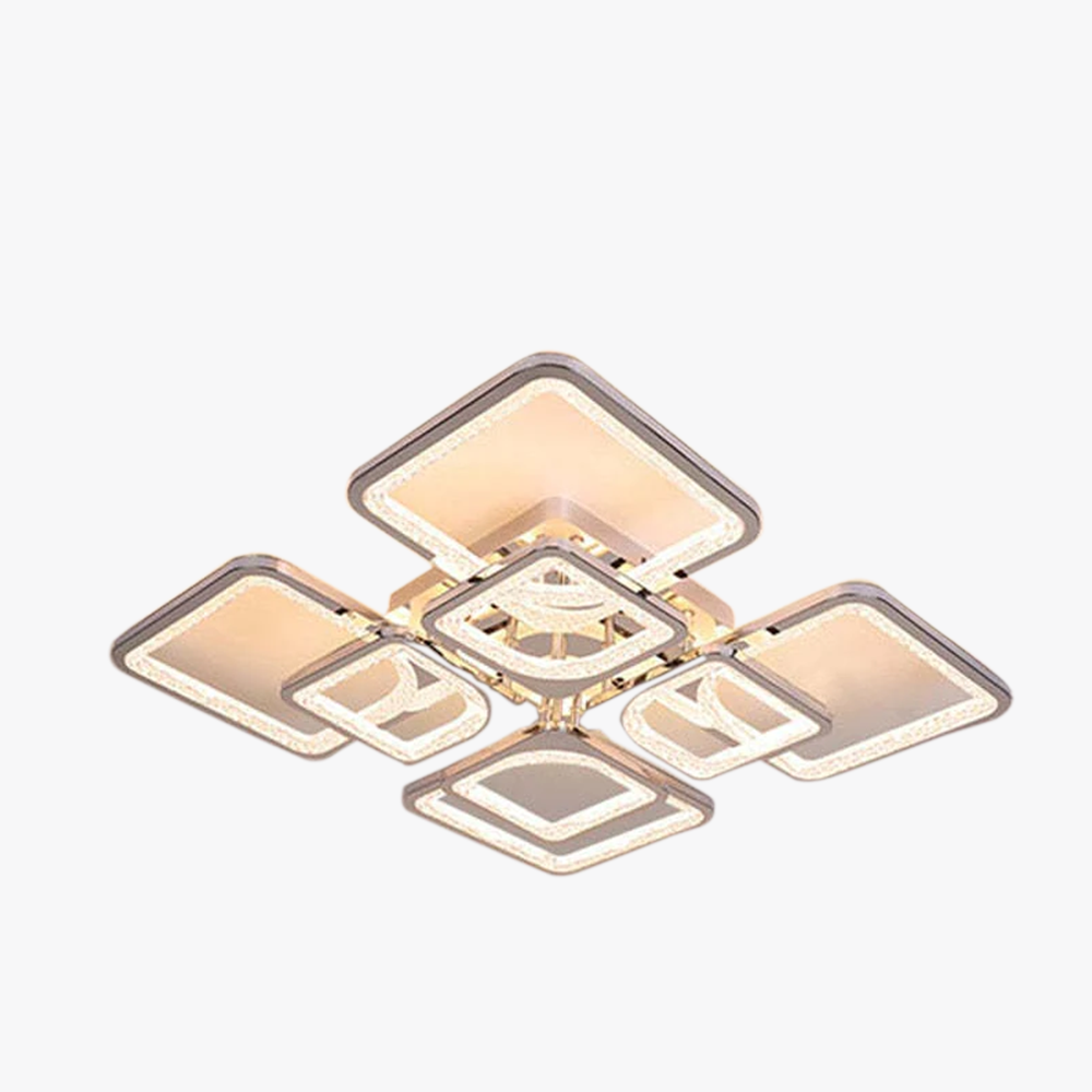 Nordic Metal And Glass Geometric Dining Room Chandelier Ceiling Light, Chrome