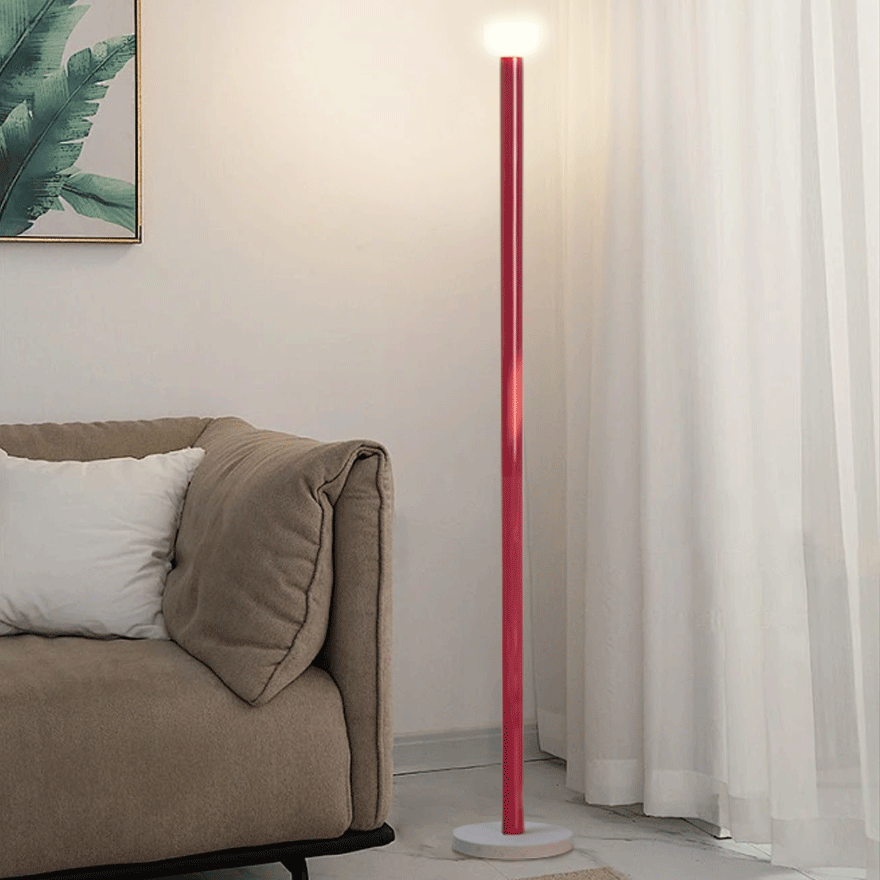 Minimalist Metal And Glass Linear Study Room Floor Lamp, Black/Wine/Red/Yellow