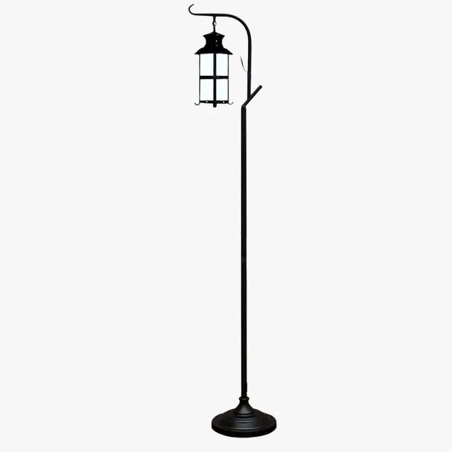 Art Deco  Metal And Glass Lantern Children's Room Floor Lamp, Black/White