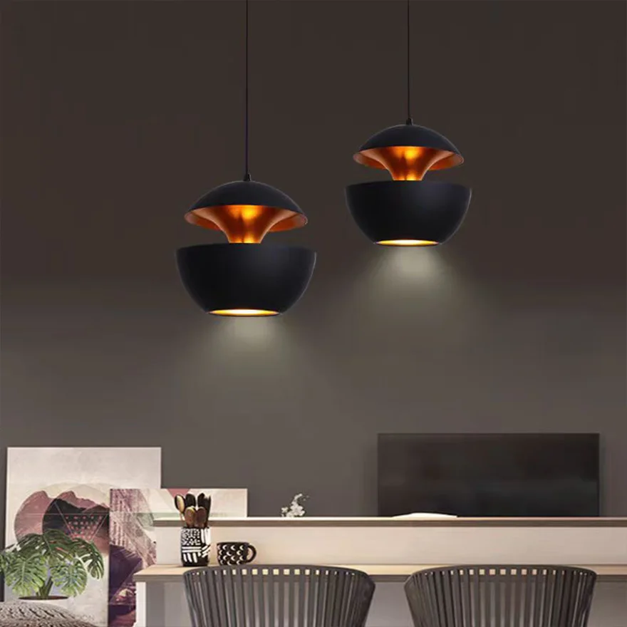 Nordic Metal Globular Kitchen Island Pendant Light, White/Black