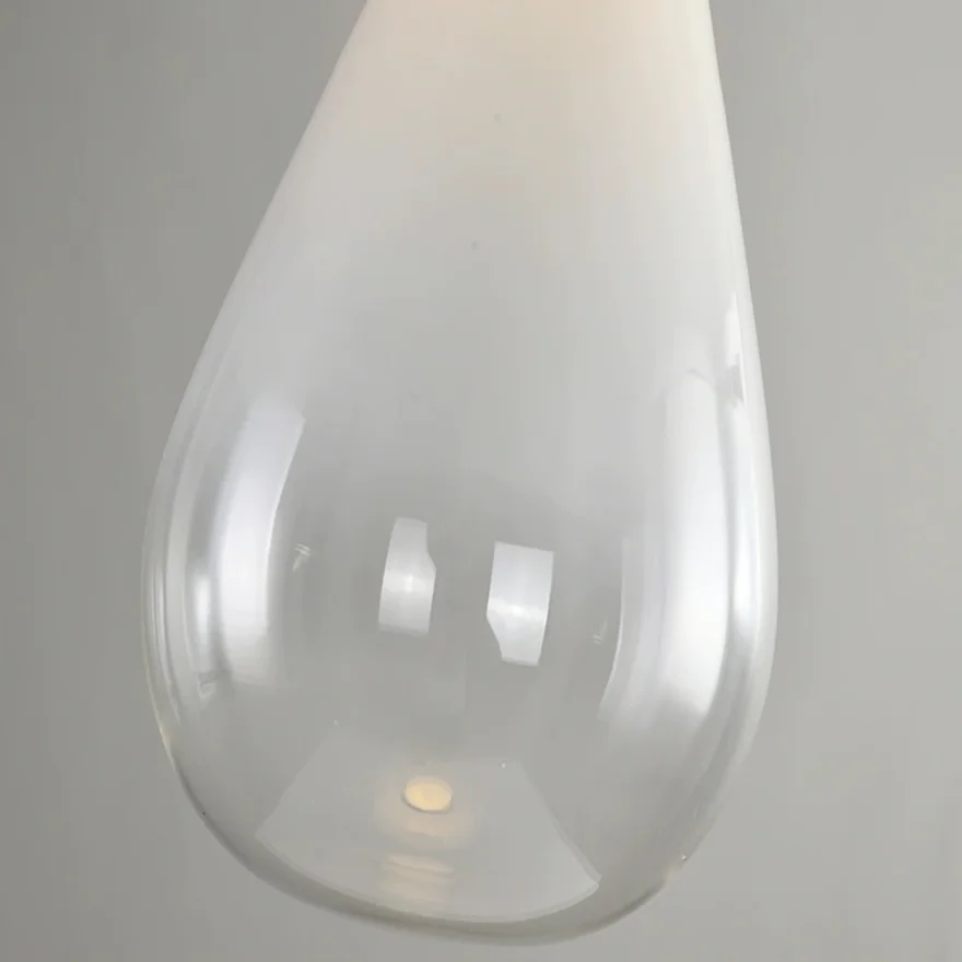 Unusual Glass And Acrylic Teardrop Study Room Pendant Light, Smoke Gray/White