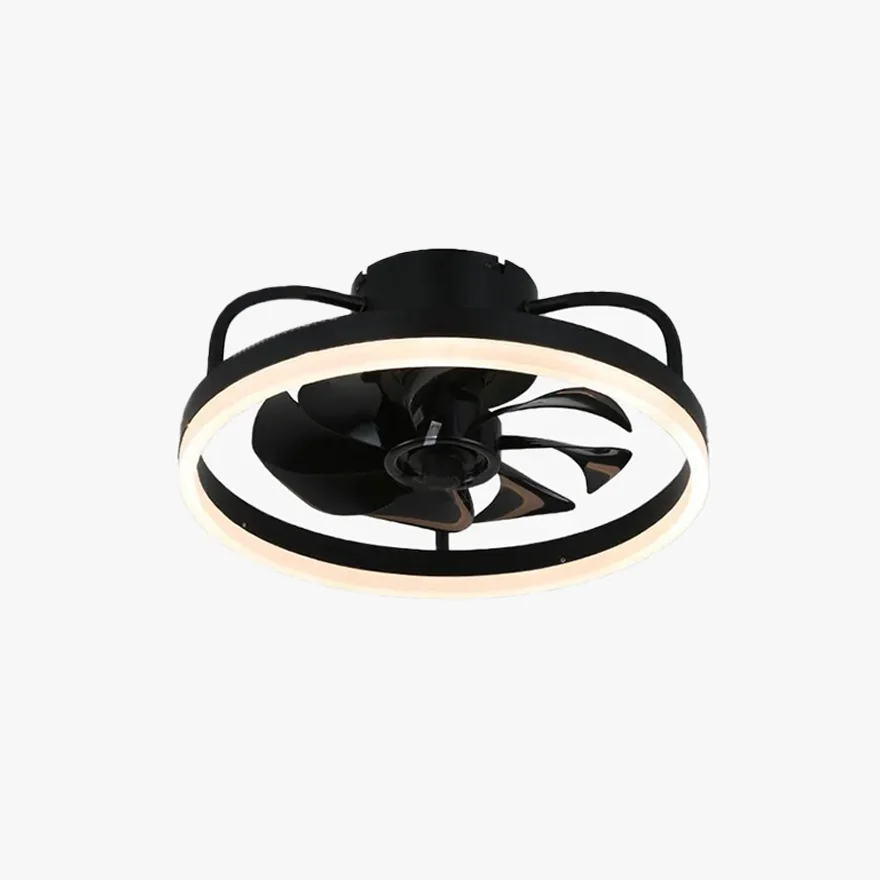 Modern Metal And Acrylic Annular Study Room Ceiling Fan, Black/Gold/White