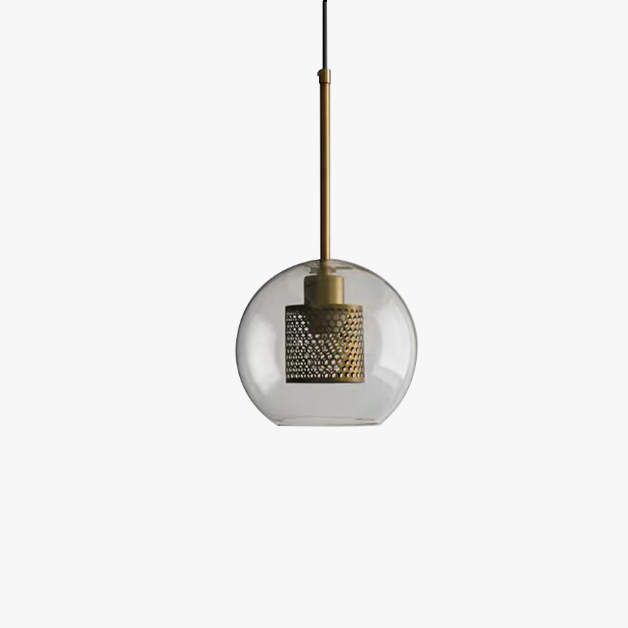 Contemporary Metal And Glass Globular Kitchen Pendant Light, Gold/Silver