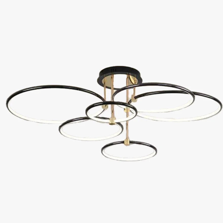 Modern Metal Round Dining Room Ceiling Light, Black/Gold