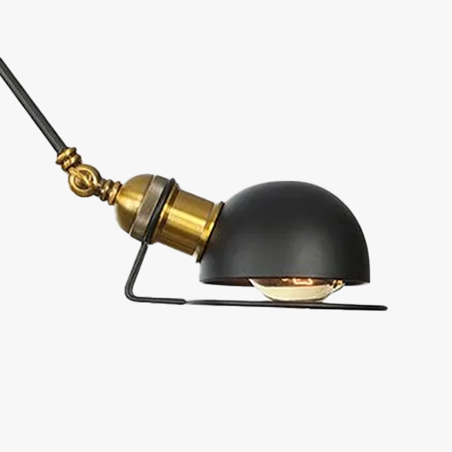 Industrial Metal Hooded Living Room Wall Lamp, Black/Gold-Black