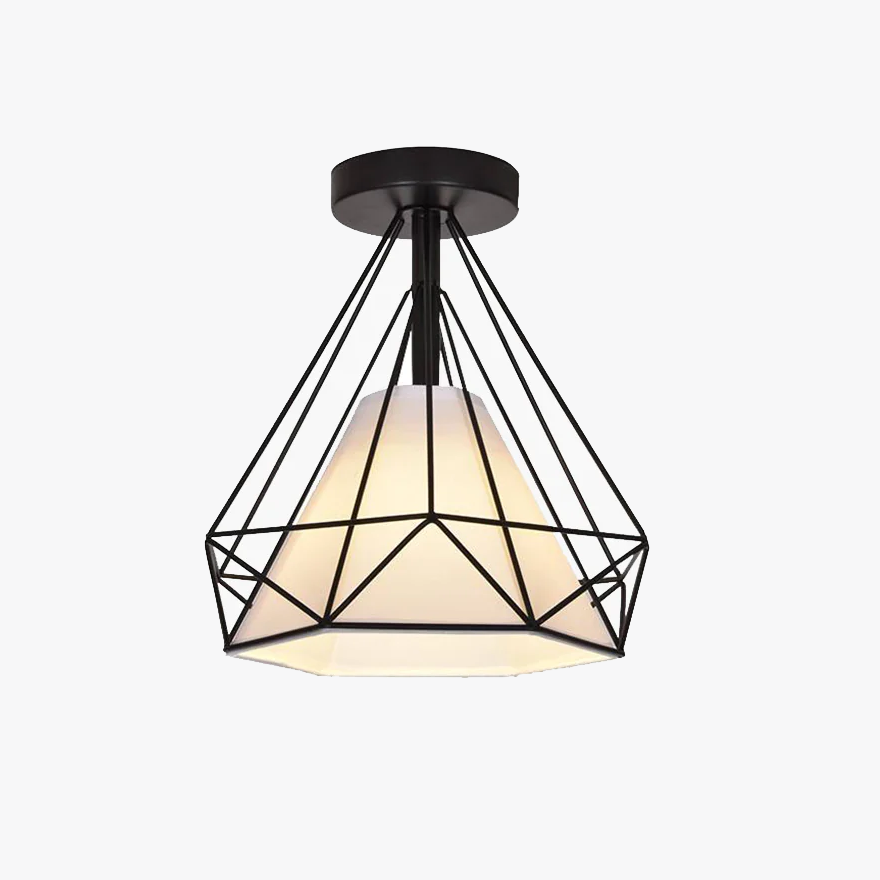 Modern Metal Geometric Hallway Celing Light, Black/Gold, Trichromatic Light