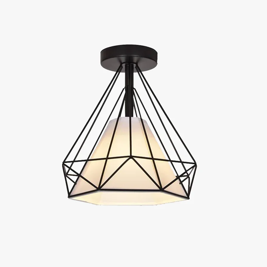 Modern Metal Geometric Hallway Celing Light, Black/Gold, Trichromatic Light