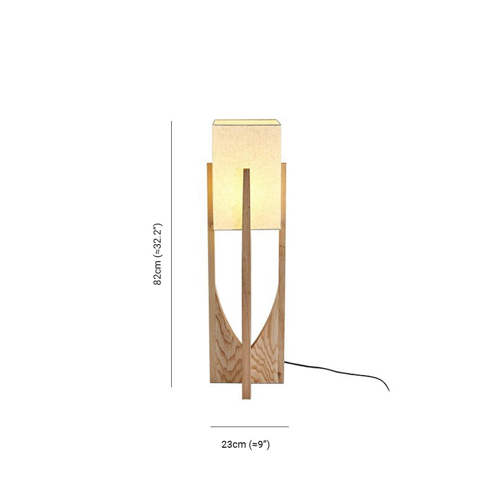 Unusual Wooden And Fabric Cylindrical Study Room Floor Lamp, Walnut/Burlywood, Trichromatic Light