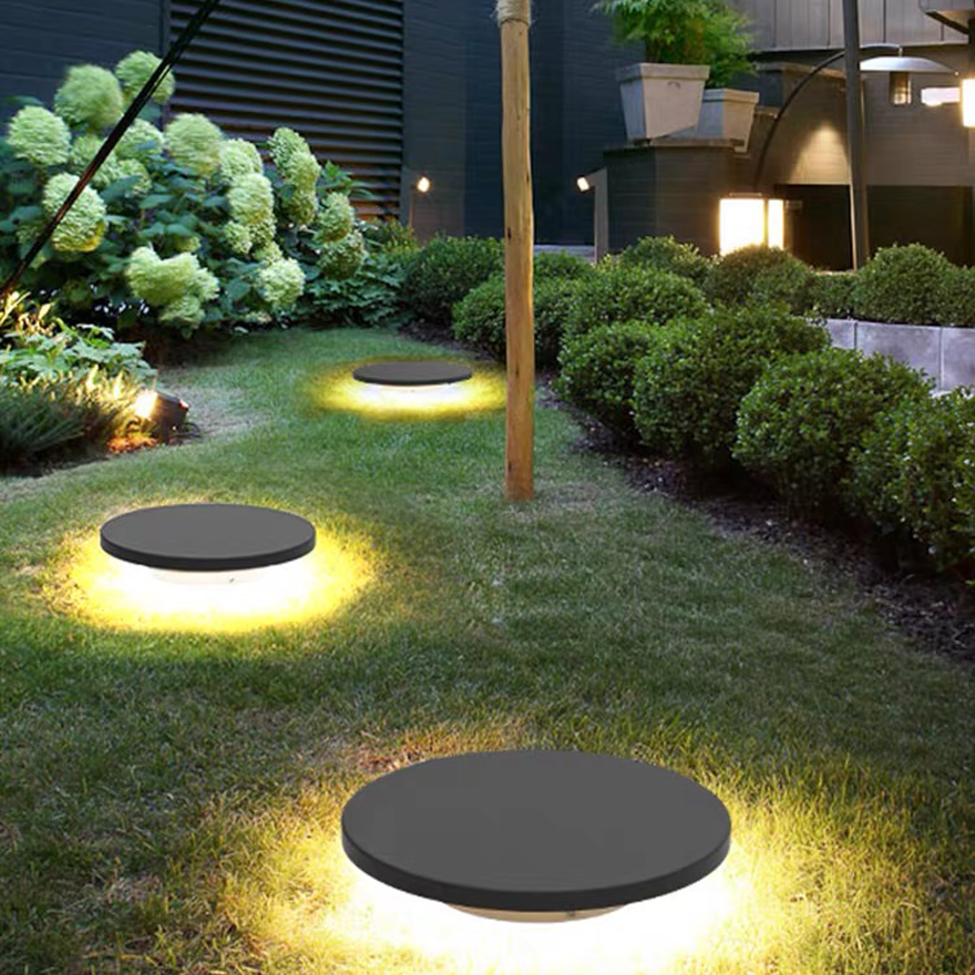 Minimalist Metal Round Outdoor Lamp, Black