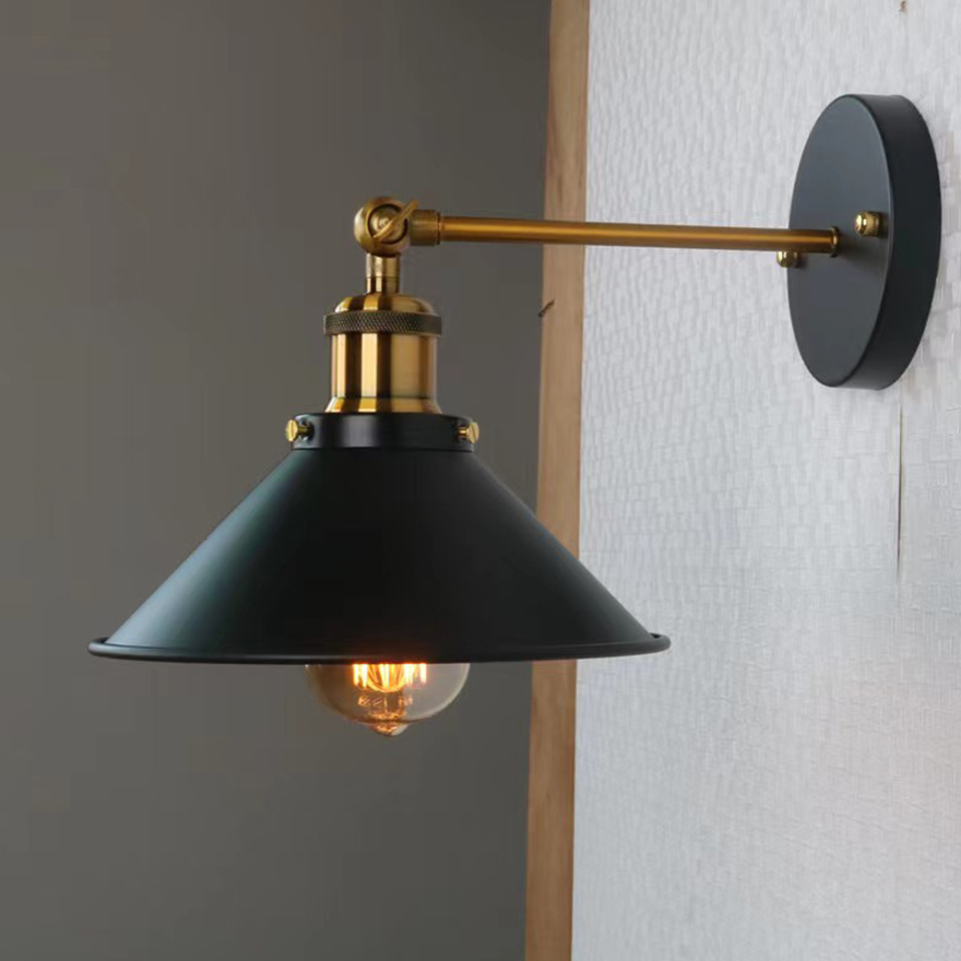 Industrial Metal Hooded Bathroom Wall Lamp, Industrial