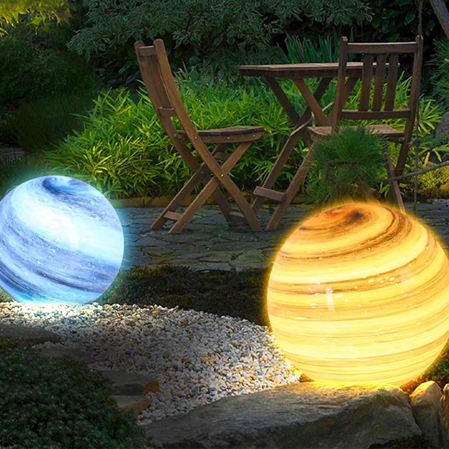 Designer Metal And Acrylic Globular Outdoor Light, Blue/Milk Curry