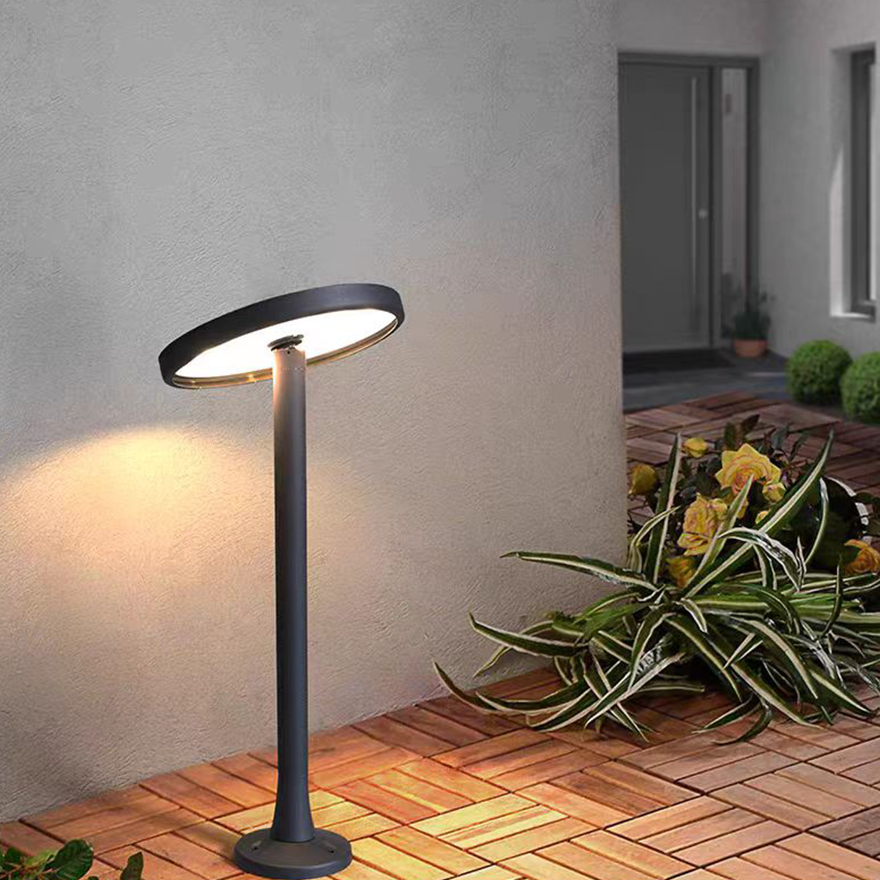 Unusual Metal And Acrylic Mushroom Outdoor Pathway Light, Black