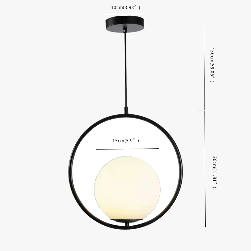 Minimalist Metal And Acrylic Globular Study Room Pendant Light, Black/Gold