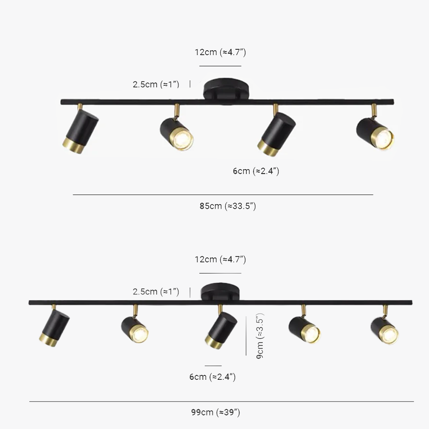 Contemporary Metal Linear Living Room Ceiling Light, Black, Trichromatic Light