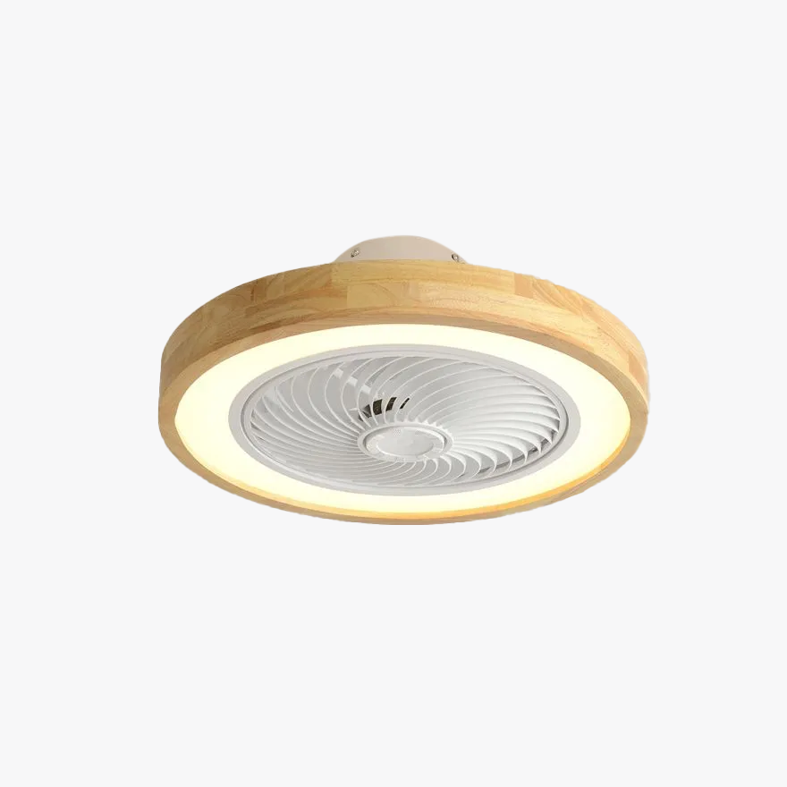 Minimalist Wooden And Acrylic Round Living Room Ceiling Fan, White