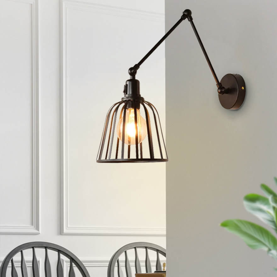 Unusual  Metal Lantern Dining Room Wall Lamp, Black