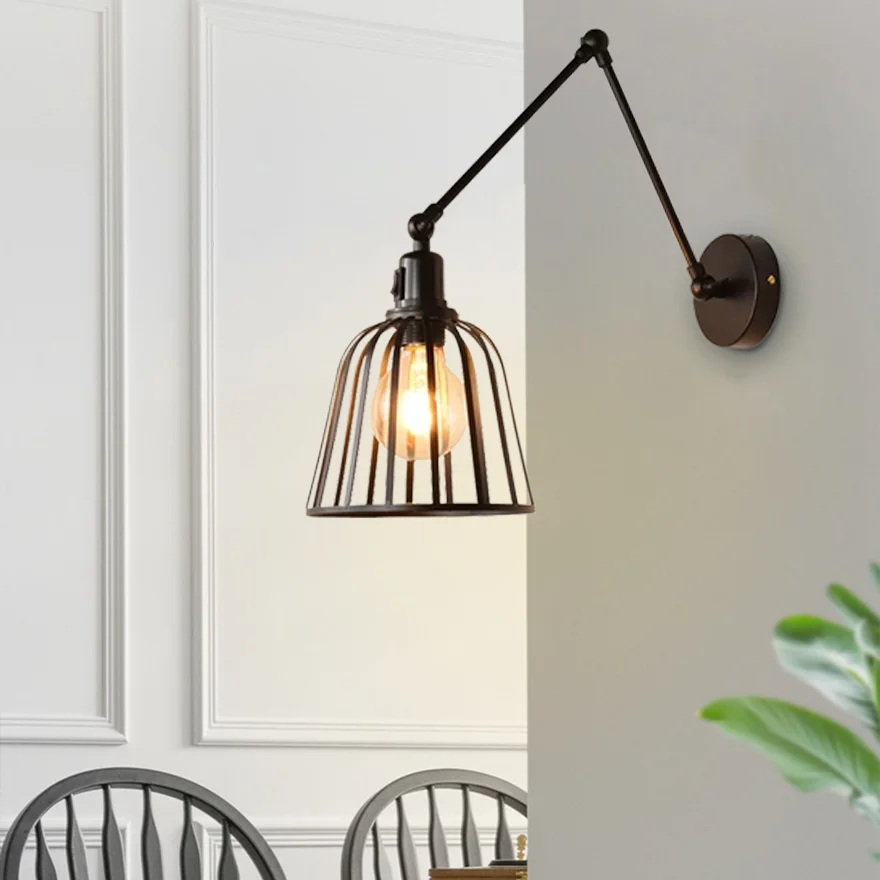 Unusual  Metal Lantern Dining Room Wall Lamp, Black