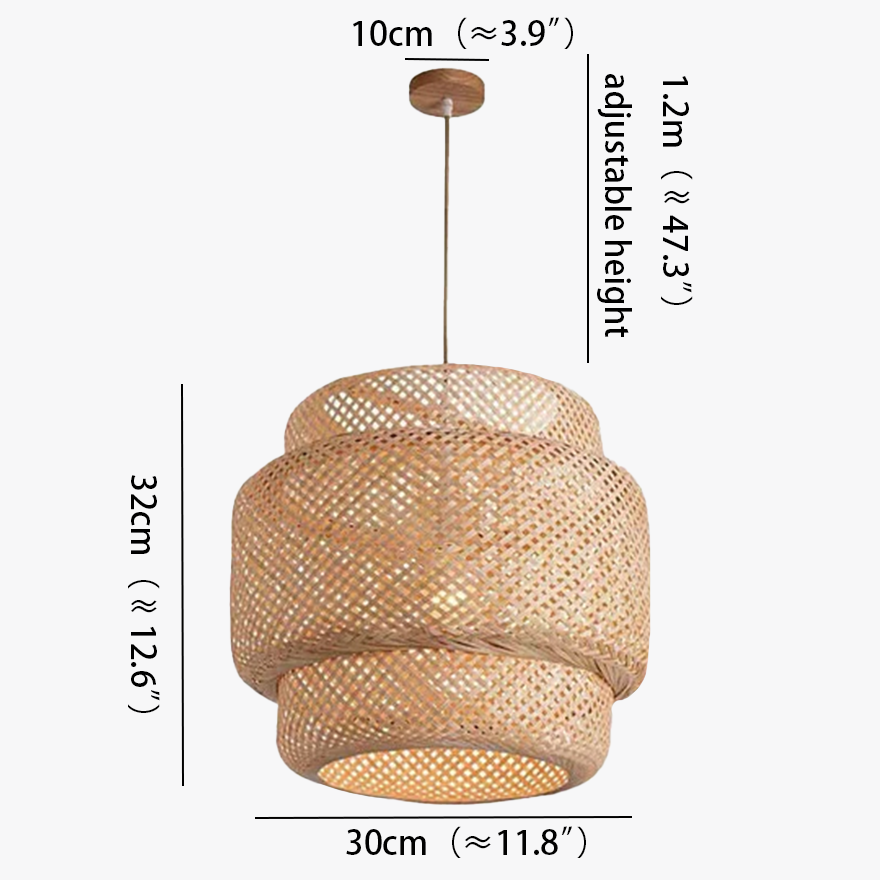 Japanese style Bamboo Cylindrical Study Room Pendant Light, Burlywood