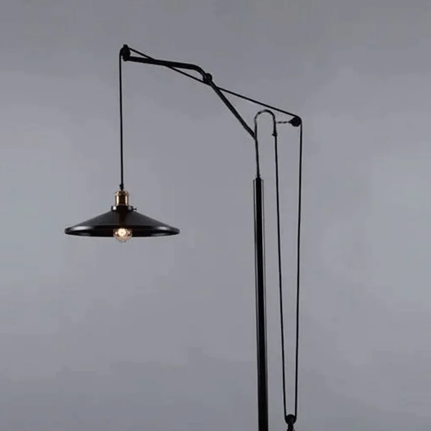 Unusual Metal Flared Shade Study Room Floor Lamp, Black